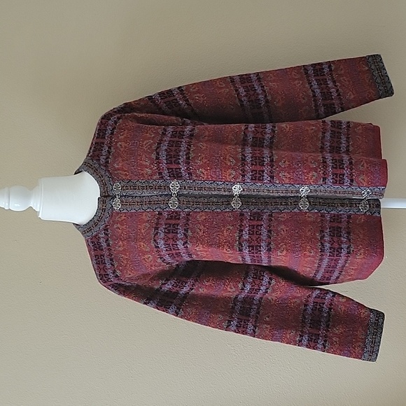 Squaw Valley Womens Vintage 100% Wool Fair Isle Nodric Cardigan - Size Large - Picture 1 of 10